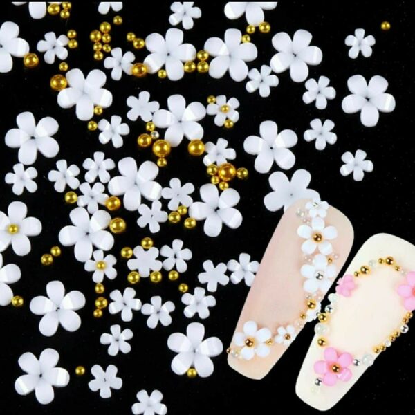 Nail 3D Flower White